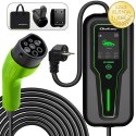 Qoltec Mobilna ładowarka do samochodu elektrycznego EV i hybryd z regulacją 2w1 Typ2 | 3.5kW | 230V | SCHUKO 16A | LCD | Przenoś