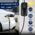 Qoltec Mobilna ładowarka do samochodu elektrycznego EV i hybryd z regulacją 2w1 Typ2 | 3.5kW | 230V | SCHUKO 16A | LCD | Przenoś