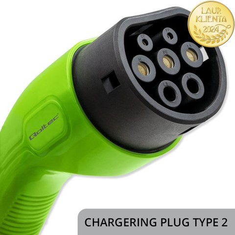 Qoltec Mobilna ładowarka do samochodu elektrycznego EV i hybryd z regulacją 2w1 Typ2 | 3.5kW | 230V | SCHUKO 16A | LCD | Przenoś