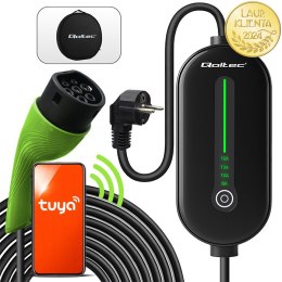 Qoltec Mobilna ładowarka do samochodu elektrycznego EV i hybryd z regulacją 2w1 Typ2 | 3.5kW | 230V | SCHUKO 16A | Wi-fi | TUYA 