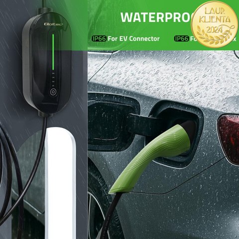 Qoltec Mobilna ładowarka do samochodu elektrycznego EV i hybryd z regulacją 2w1 Typ2 | 3.5kW | 230V | SCHUKO 16A | Wi-fi | TUYA 