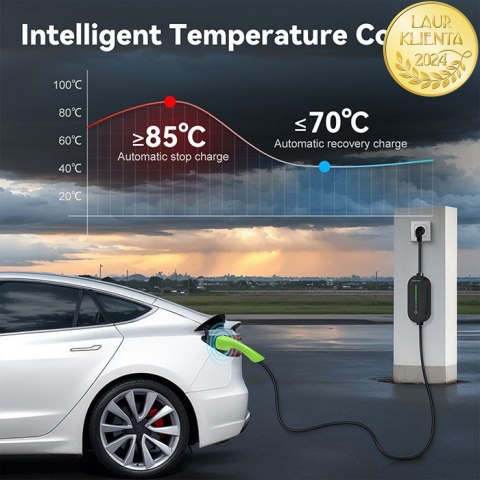 Qoltec Mobilna ładowarka do samochodu elektrycznego EV i hybryd z regulacją 2w1 Typ2 | 3.5kW | 230V | SCHUKO 16A | Wi-fi | TUYA 
