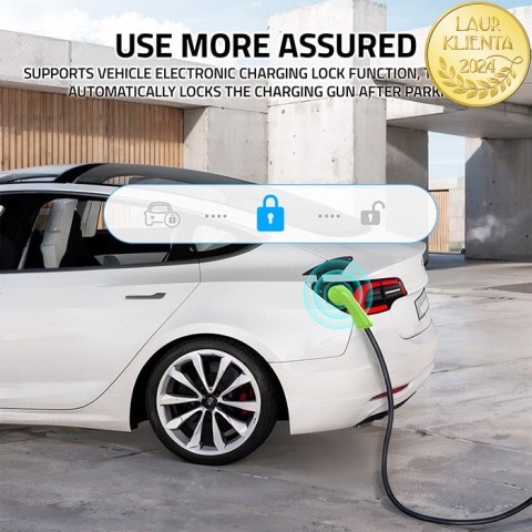 Qoltec Mobilna ładowarka do samochodu elektrycznego EV i hybryd z regulacją 2w1 Typ2 | 3.5kW | 230V | SCHUKO 16A | Wi-fi | TUYA 