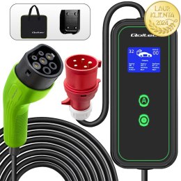 Qoltec Mobilna ładowarka do samochodu elektrycznego EV i hybryd z regulacją 2w1 Typ2 | 7kW | 230V | CEE 32A | LCD | Przenośna | 