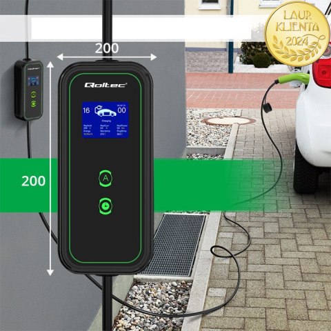 Qoltec Mobilna ładowarka do samochodu elektrycznego EV i hybryd z regulacją 2w1 Typ2 | 7kW | 230V | CEE 32A | LCD | Przenośna | 
