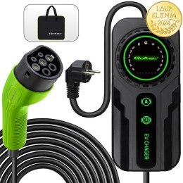 Qoltec Mobilna ładowarka do samochodu elektrycznego EV i hybryd z regulacją 2w1 Typ2 | SCHUKO 16A | 3.5kW | 230V | LCD | Przenoś