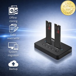 Qoltec Stacja dokująca dysków SSD M.2 NVMe| PCIe | USB-C | 20Gb/s | DUAL 2 x 8TB | klonowanie offline