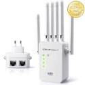Qoltec Wzmacniacz sygnału WiFi 5 | Repeater | Access Point | AC1200 | 6 Anten | 2x RJ45 | 128MB