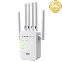 Qoltec Wzmacniacz sygnału WiFi 5 | Repeater | Access Point | AC1200 | 6 Anten | 2x RJ45 | 128MB
