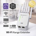Qoltec Wzmacniacz sygnału WiFi | Repeater | Access Point | N300 | 6 anten | 2x RJ45