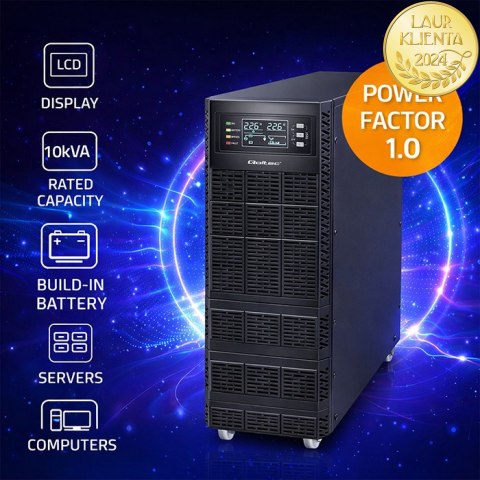 Qoltec Zasilacz awaryjny UPS | 10kVA | 10000W | Power Factor 1.0 | LCD | EPO | USB | On-line