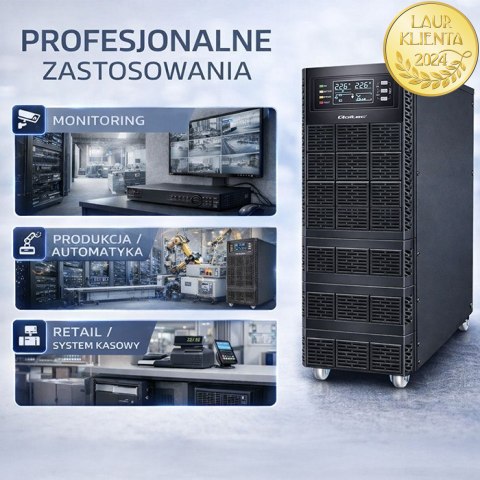 Qoltec Zasilacz awaryjny UPS | 10kVA | 10000W | Power Factor 1.0 | LCD | EPO | USB | On-line