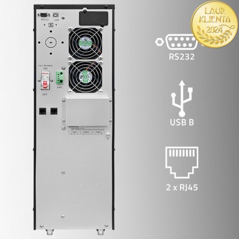 Qoltec Zasilacz awaryjny UPS | 10kVA | 10000W | Power Factor 1.0 | LCD | EPO | USB | On-line