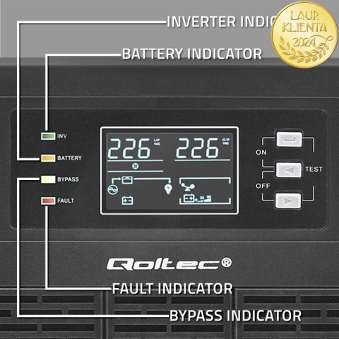 Qoltec Zasilacz awaryjny UPS | 10kVA | 10000W | Power Factor 1.0 | LCD | EPO | USB | On-line