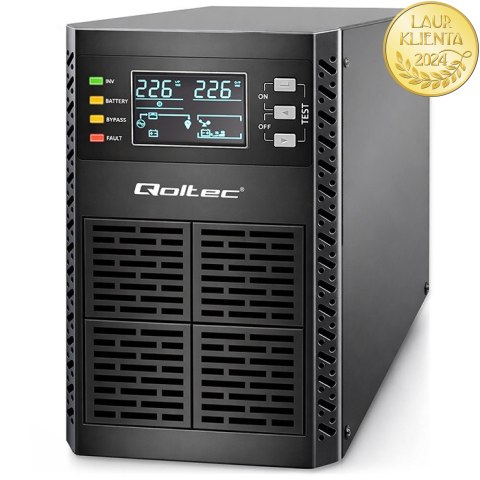 Qoltec Zasilacz awaryjny UPS | 1kVA | 1000W | Power Factor 1.0 | LCD | EPO | USB | On-line