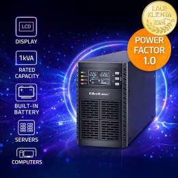 Qoltec Zasilacz awaryjny UPS | 1kVA | 1000W | Power Factor 1.0 | LCD | EPO | USB | On-line