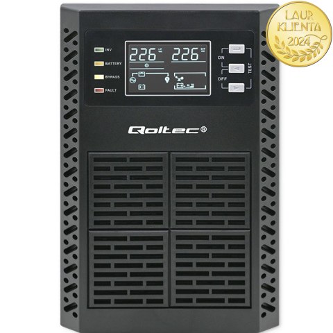 Qoltec Zasilacz awaryjny UPS | 1kVA | 1000W | Power Factor 1.0 | LCD | EPO | USB | On-line