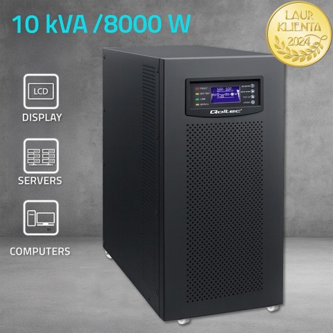 Qoltec Zasilacz awaryjny UPS 3- fazowy | 10kVA | LCD | EPO | USB | SNMP | On-line | High frequency