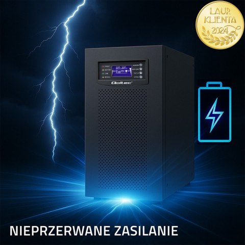 Qoltec Zasilacz awaryjny UPS 3- fazowy | 10kVA | LCD | EPO | USB | SNMP | On-line | High frequency
