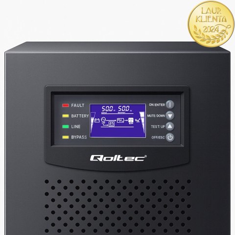 Qoltec Zasilacz awaryjny UPS 3- fazowy | 10kVA | LCD | EPO | USB | SNMP | On-line | High frequency