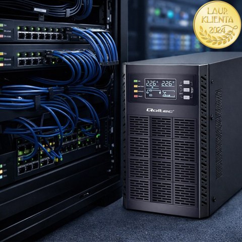 Qoltec Zasilacz awaryjny UPS | 3kVA | 3000W | Power Factor 1.0 | LCD | EPO | USB | On-line