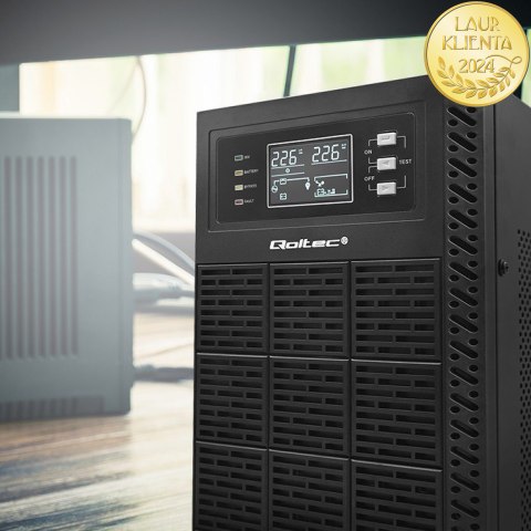Qoltec Zasilacz awaryjny UPS | 3kVA | 3000W | Power Factor 1.0 | LCD | EPO | USB | On-line