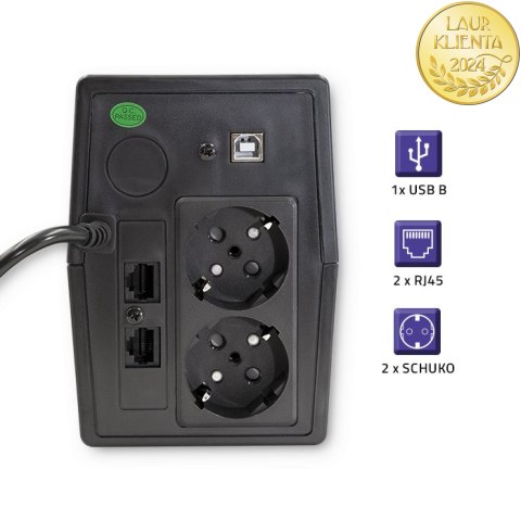 Qoltec Zasilacz awaryjny UPS Line Interactive | Monolith | 1000VA | 600W | LCD | USB | RJ45