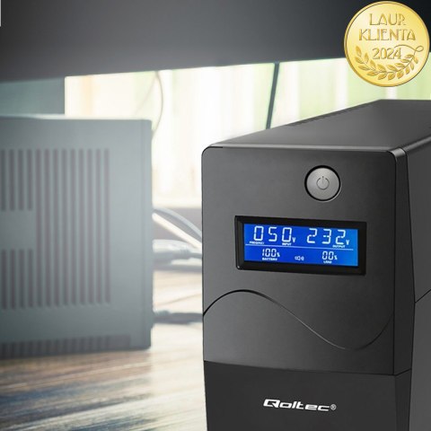 Qoltec Zasilacz awaryjny UPS Line Interactive | Monolith | 1000VA | 600W | LCD | USB | RJ45