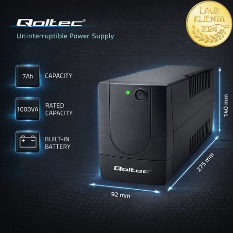 Qoltec Zasilacz awaryjny UPS Line Interactive | Monolith | 1000VA | 600W