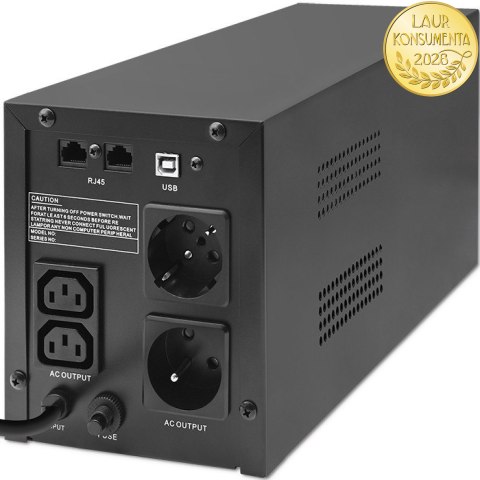 Qoltec Zasilacz awaryjny UPS Line Interactive | Monolith | 2000VA | 1200W | LCD | USB | RJ45