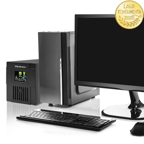 Qoltec Zasilacz awaryjny UPS Line Interactive | Monolith | 2000VA | 1200W | LCD | USB | RJ45