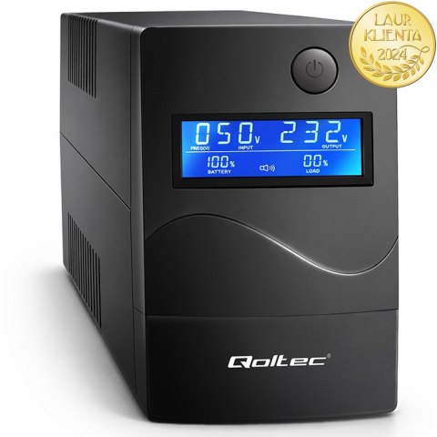 Qoltec Zasilacz awaryjny UPS Line Interactive | Monolith | 850VA | 480W | LCD | USB | RJ45