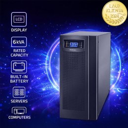Qoltec Zasilacz awaryjny UPS On-line | Pure Sine Wave | 6kVA | 4.8kW | LCD | USB