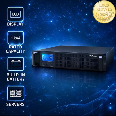 Qoltec Zasilacz awaryjny UPS RACK | 1kVA | 800W | LCD