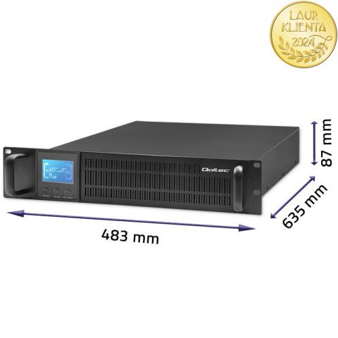 Qoltec Zasilacz awaryjny UPS RACK | 2kVA | 1600W | LCD