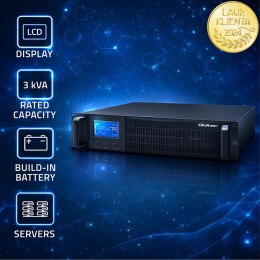 Qoltec Zasilacz awaryjny UPS RACK | 3kVA | 2400W | LCD