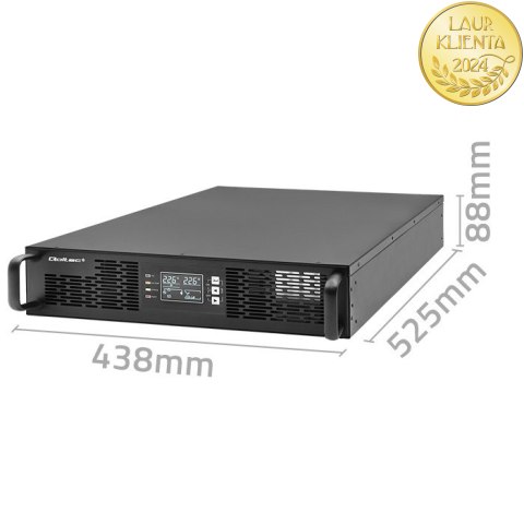Qoltec Zasilacz awaryjny UPS do RACK | 2KVA | 2000W | Power Factor 1.0 | LCD | EPO | USB | On-line