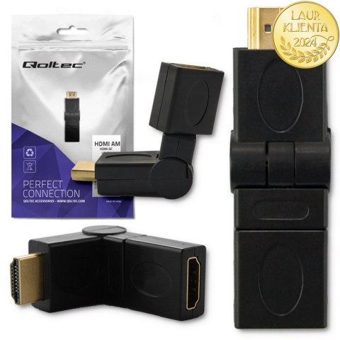 Qoltec Adapter HDMI A męski | HDMI A żeński | kątowy | obrotowy