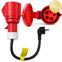 Qoltec Adapter siłowy do ładowarek EV | gniazdo CEE 16A 5P | Przejściówka 400V na SCHUKO 230V | max 16A | 3.5 kW