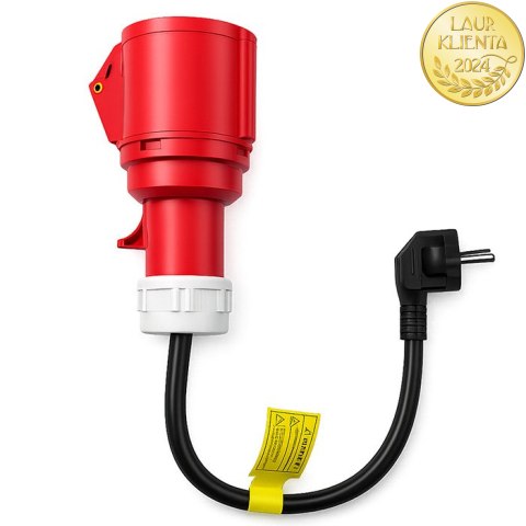 Qoltec Adapter siłowy do ładowarek EV | gniazdo CEE 16A 5P | Przejściówka 400V na SCHUKO 230V | max 16A | 3.5 kW