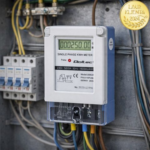 Qoltec Jednofazowy elektroniczny licznik prądu | miernik zużycia energii | 230V | 5(60)A | LCD