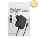 Qoltec Ładowarka GaN POWER PRO | 1xUSB-C | 45W | 5-20V | 2.25-3A | Laptop | Smartfon | Czarna
