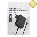 Qoltec Ładowarka GaN POWER PRO | 1xUSB-C | 65W | 5-20V | 3-3.25A | Laptop | Smartfon | Czarna