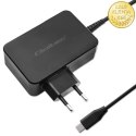 Qoltec Ładowarka GaN POWER PRO | 1xUSB-C | 90W | 5-20V | 3-4.5A | Laptop | Smartfon | Czarna