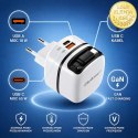 Qoltec Ładowarka sieciowa GaN Super Fast 65W | USB-C PD PPS | 5-20V | 3-3.25A | Laptop | MacBook | Smartfon | wysuwany kabel