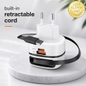 Qoltec Ładowarka sieciowa GaN Super Fast 65W | USB-C PD PPS | 5-20V | 3-3.25A | Laptop | MacBook | Smartfon | wysuwany kabel