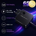 Qoltec Ładowarka sieciowa GaN Super Fast 65W | USB-C PD PPS | 5-21V | 3-3.25A | Laptop | MacBook | Smartfon | kabel 1.8m