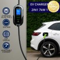 Qoltec Mobilna ładowarka do samochodu elektrycznego EV i hybryd z regulacją 2w1 Typ2 | 7kW | 230V | CEE 32A | Wi-fi | TUYA | SMA