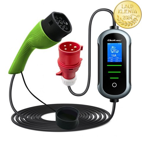 Qoltec Mobilna ładowarka do samochodu elektrycznego EV i hybryd z regulacją 2w1 Typ2 | 7kW | 230V | CEE 32A | Wi-fi | TUYA | SMA