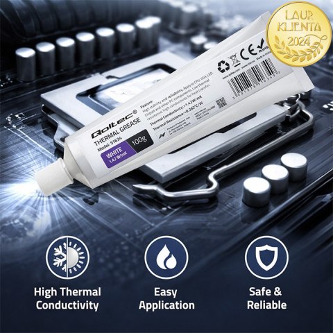 Qoltec Pasta termoprzewodząca 1.42 W/m-K | 100g | Biała